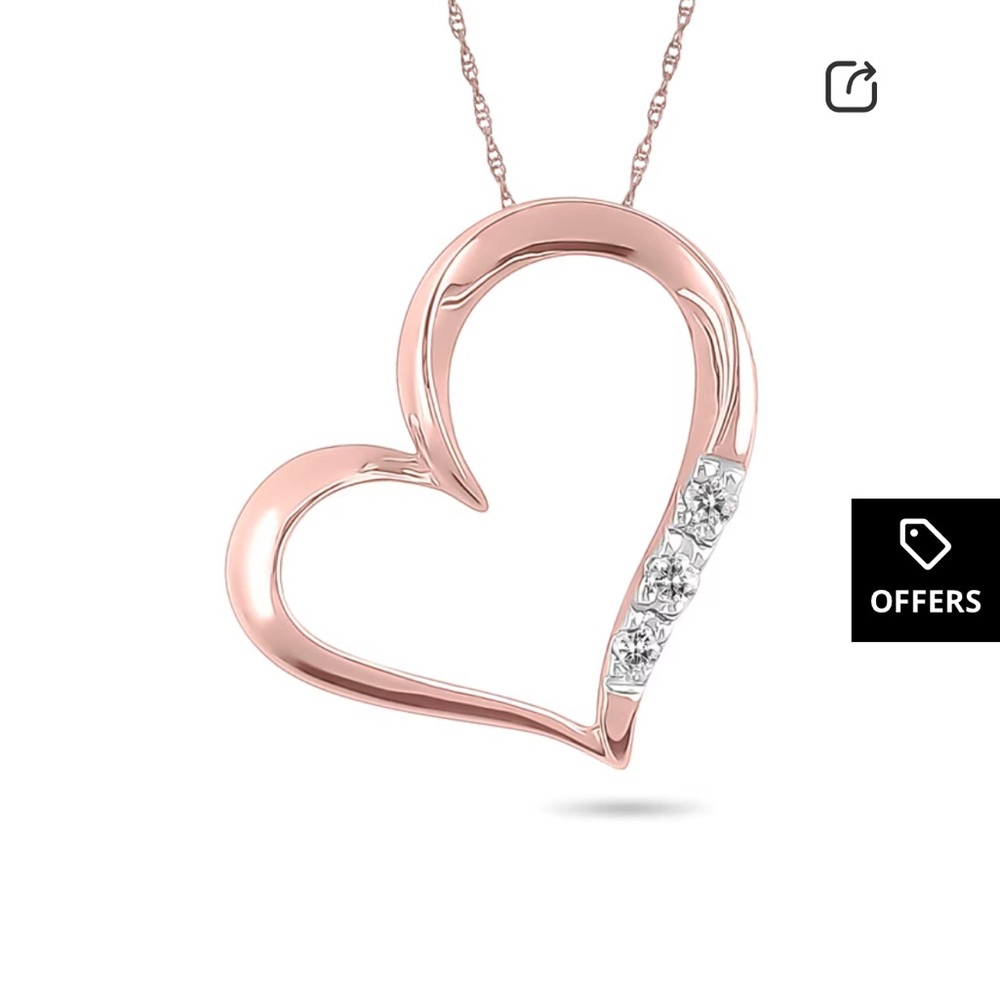 Rose Gold & Diamonds Heart Necklace + Free Gift 🎁